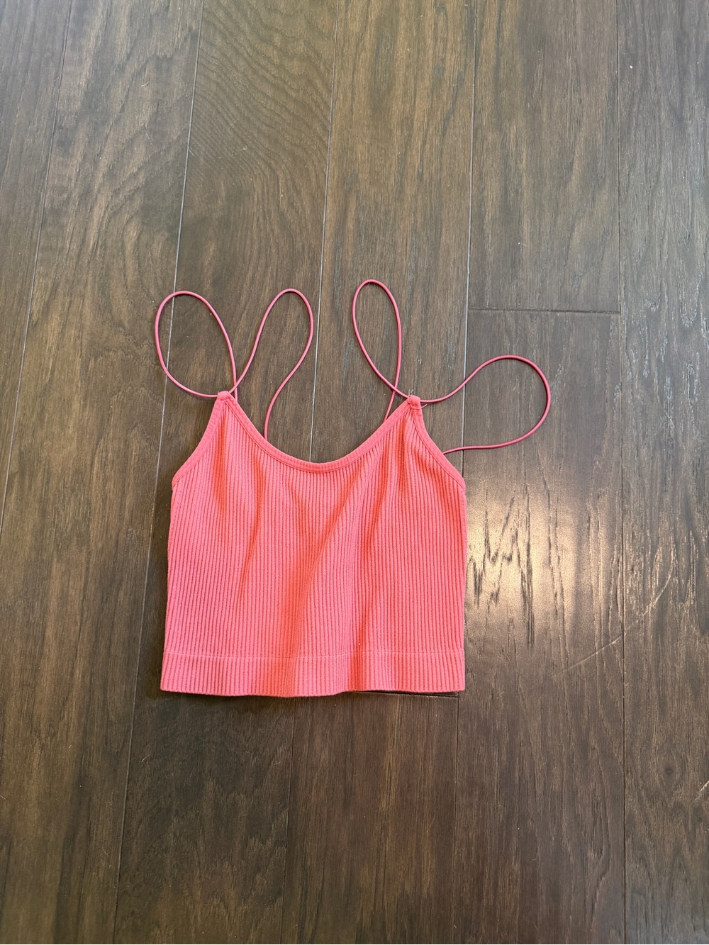 Women’s Ribbed Spaghetti-Strap Crop Tank - Pink